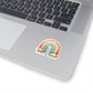Boho Rainbow Kiss-Cut Sticker — Retro Earth Tones Rainbow with Clouds