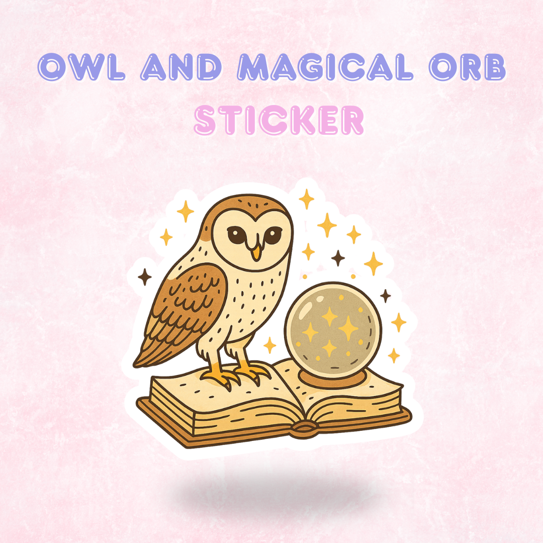 Owl and Magical Orb | Laminated Holographic Sticker/Decal