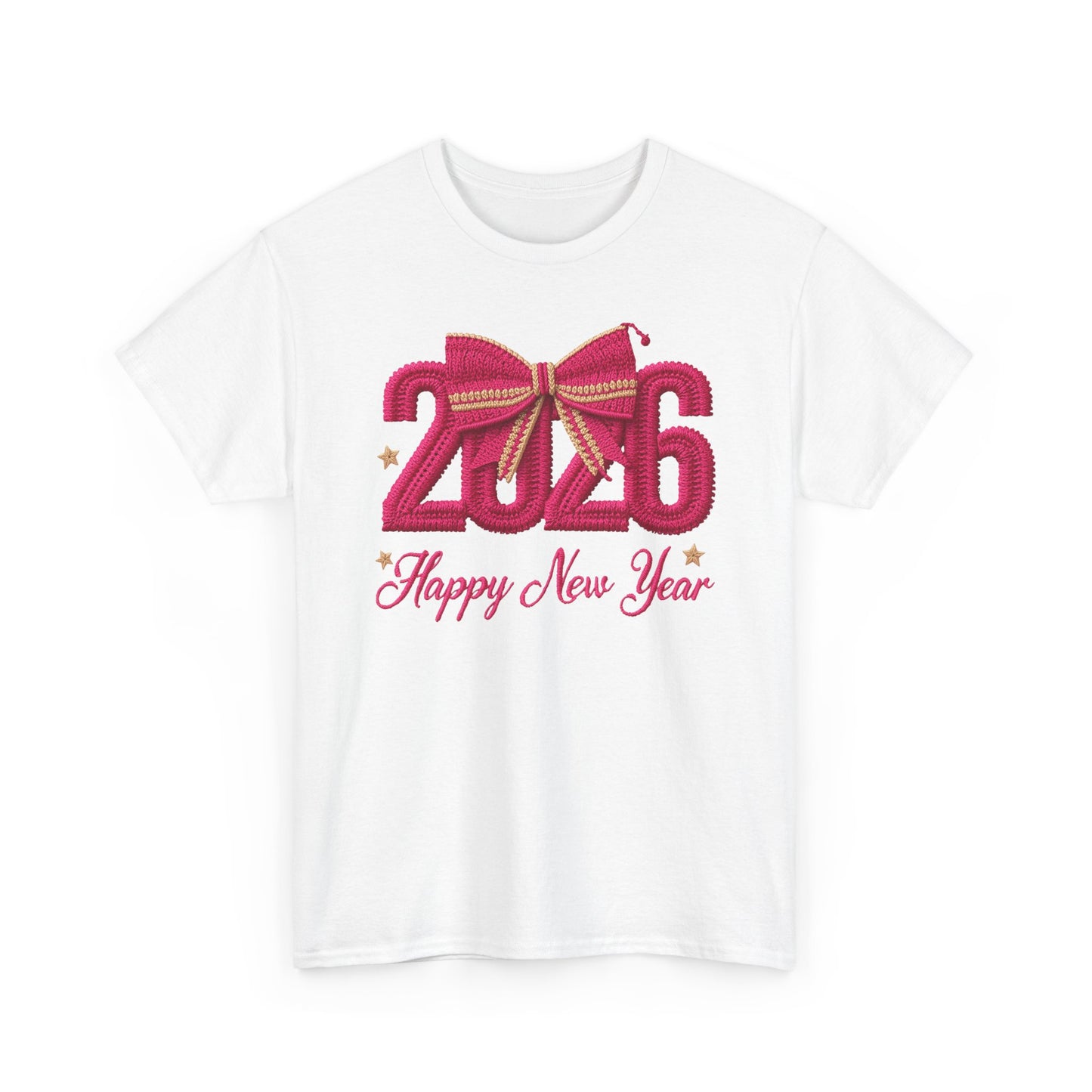 2026 Happy New Year Tee – Festive Pink Bow Celebration T-Shirt