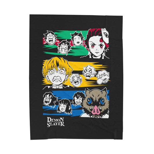 Demon Slayer Chibi Character Velveteen Plush Blanket