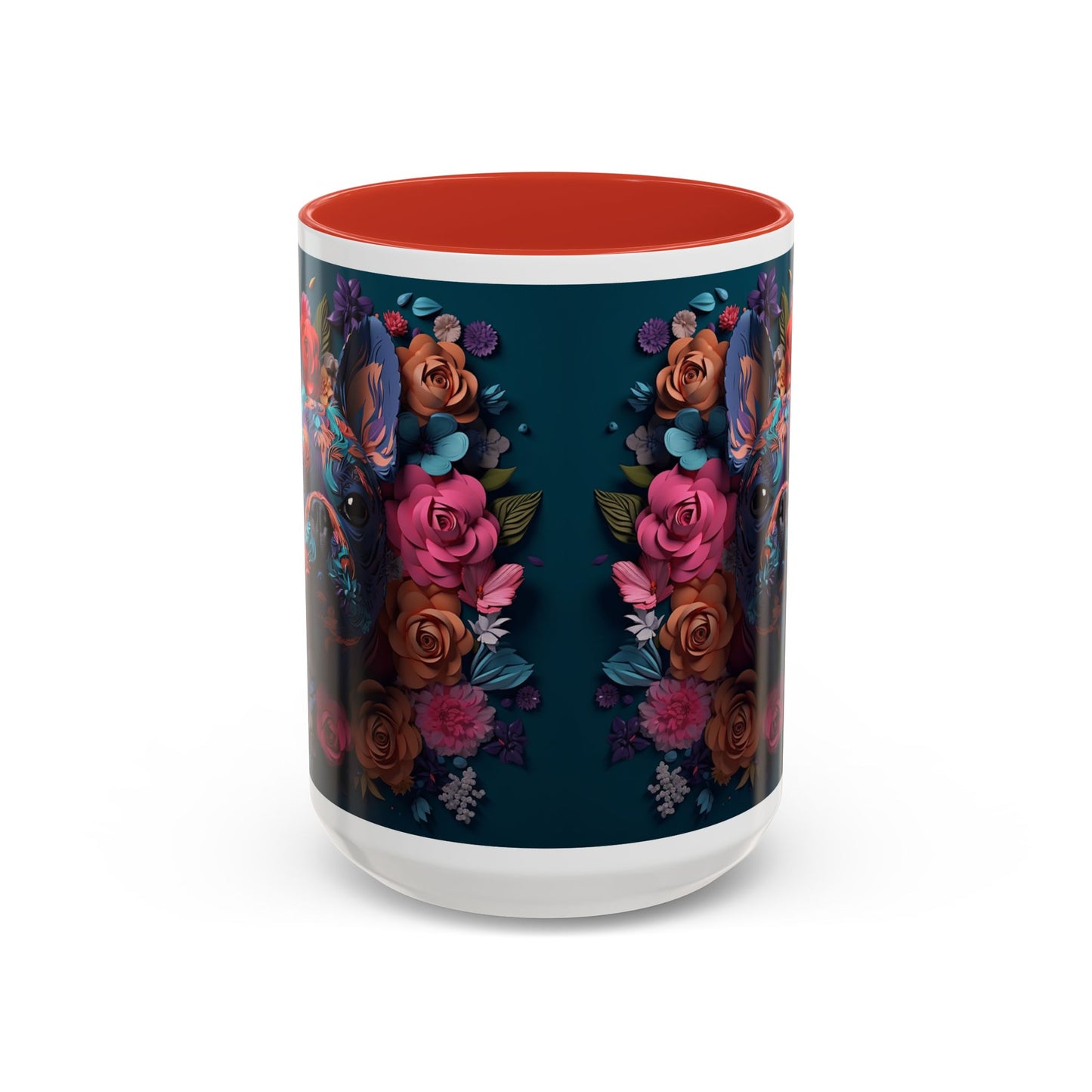 Floral French Bulldog Accent Coffee Mug  Colorful Dog Art 11/15oz