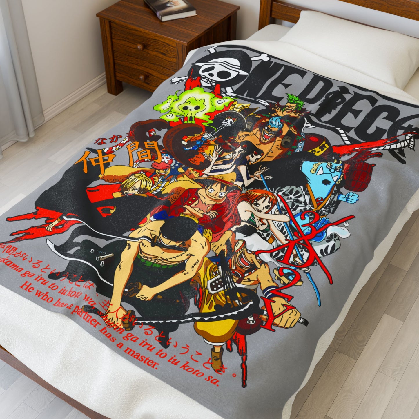 One Piece Characters Velveteen Plush Blanket | Anime Pirate Crew Throw