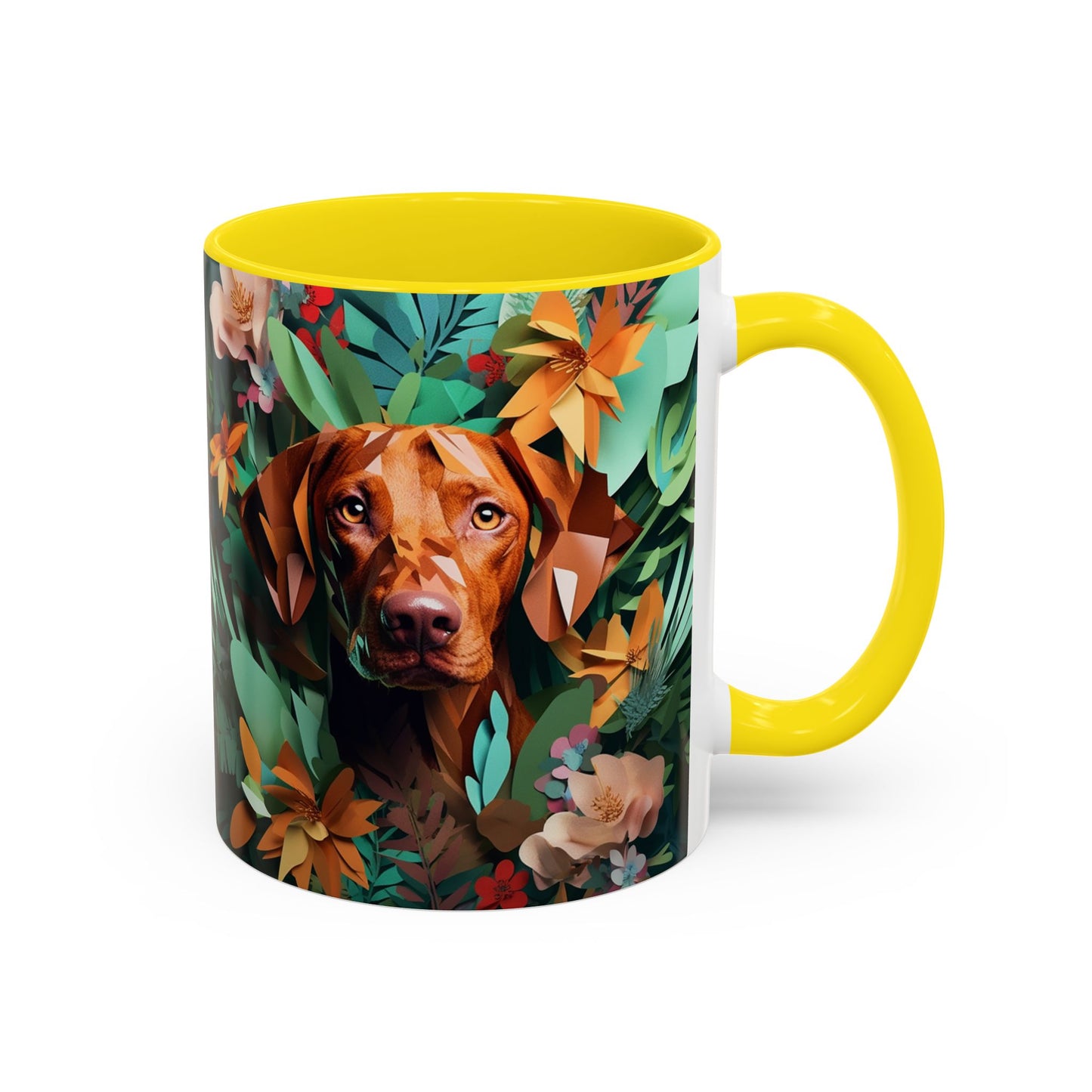 Vizsla Floral Accent Coffee Mug — Dog Portrait Botanical 11/15oz