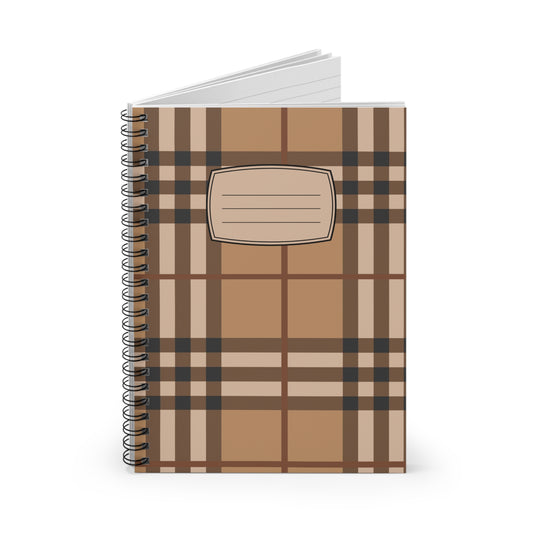 Brown Plaid Notebook Spiral Notebook | Ruled Lined Journal