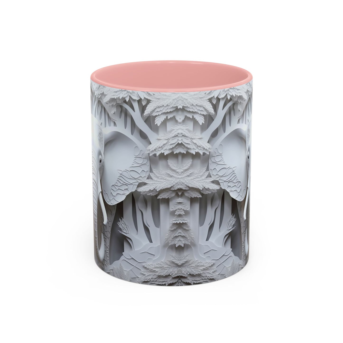 Elephant Relief Accent Coffee Mug  Grey Carved Jungle Design (11/15oz)