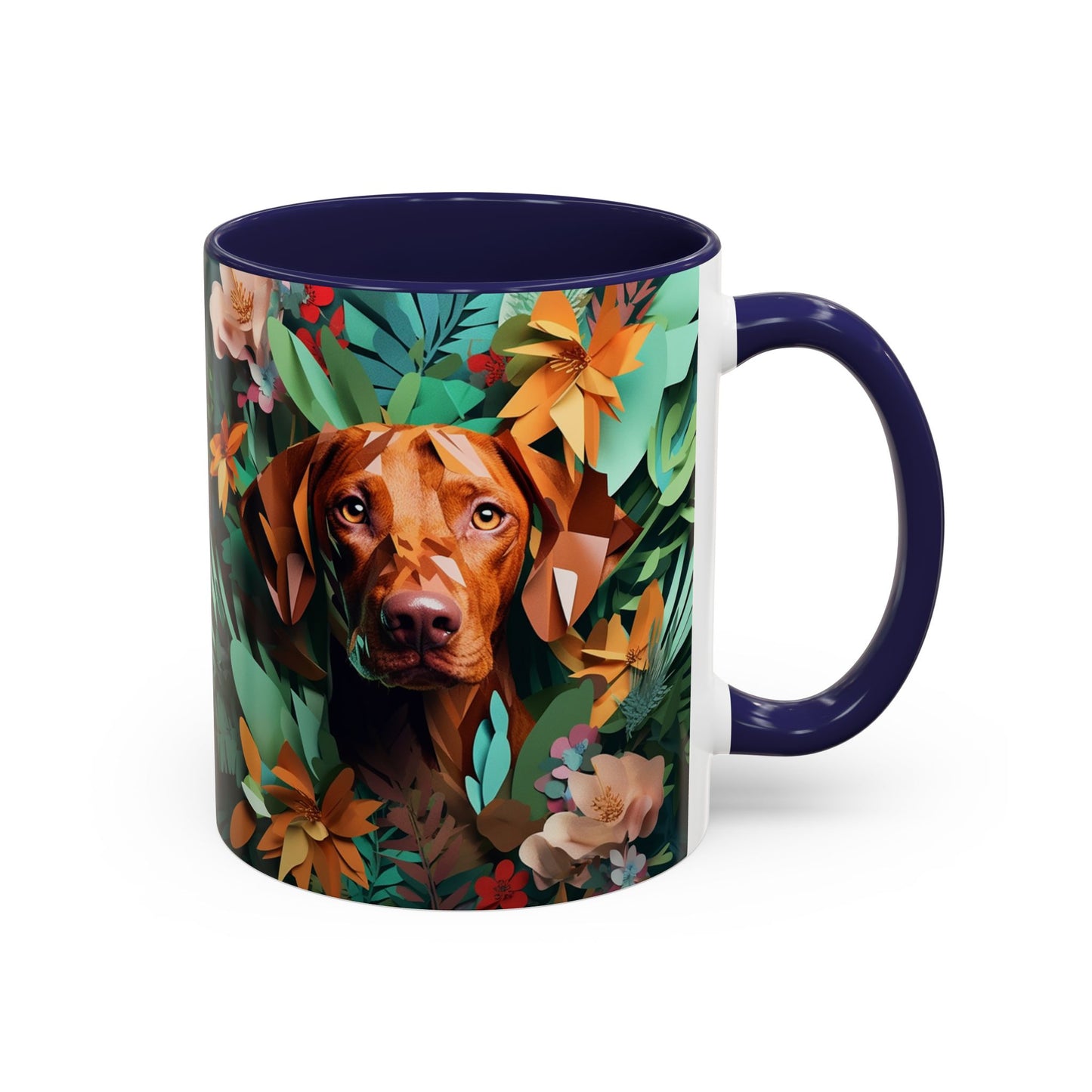 Vizsla Floral Accent Coffee Mug — Dog Portrait Botanical 11/15oz