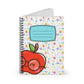 Cute Apple with Glasses Spiral Notebook | School Lined Journal, Kids Math Pattern