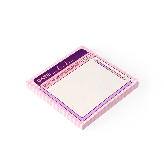 Notes to Remember Sticky Note Pad | Cute Pink Desktop Sticky Notes