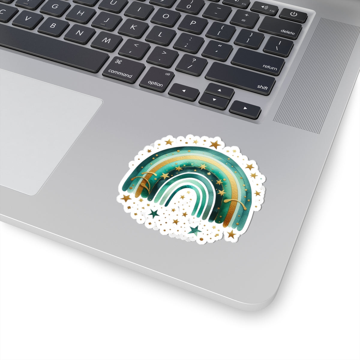 Teal & Gold Star Rainbow Sticker — Kiss-Cut Vinyl Decal