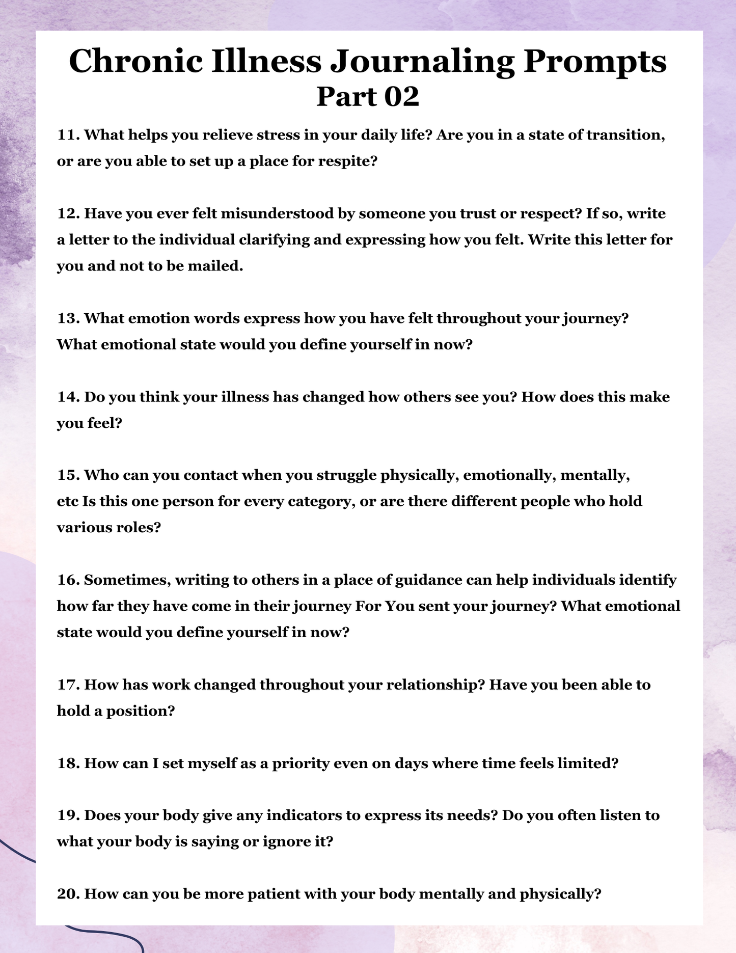 Chronic Illness Reflection Journal Prompts | Digital Download