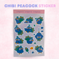 Chibi Peacock Sticker Sheet | Planner Laptop Decal, Waterproof Vinyl Birds