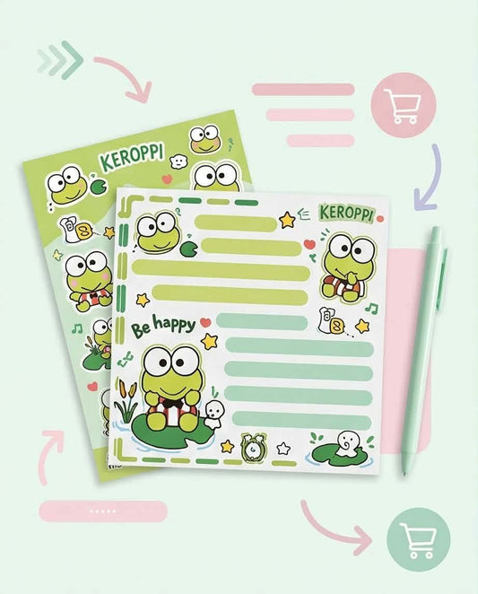 Keroppi Memo Pad — Cute Kawaii Memo Pad for School, Office & Everyday Notes