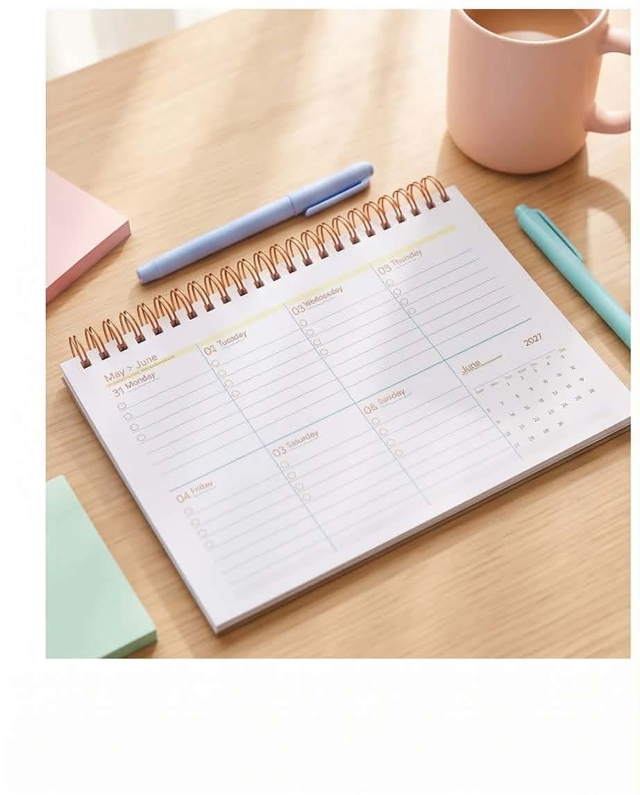 2027 Minimalist Grid Desktop Weekly Planner
