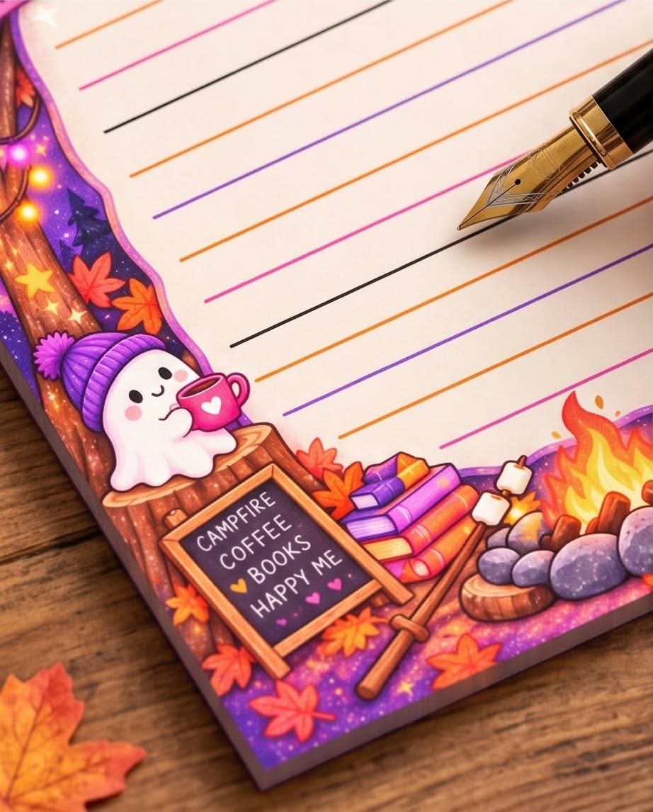 Autumn Campfire Ghost-inspired Memo Pad
