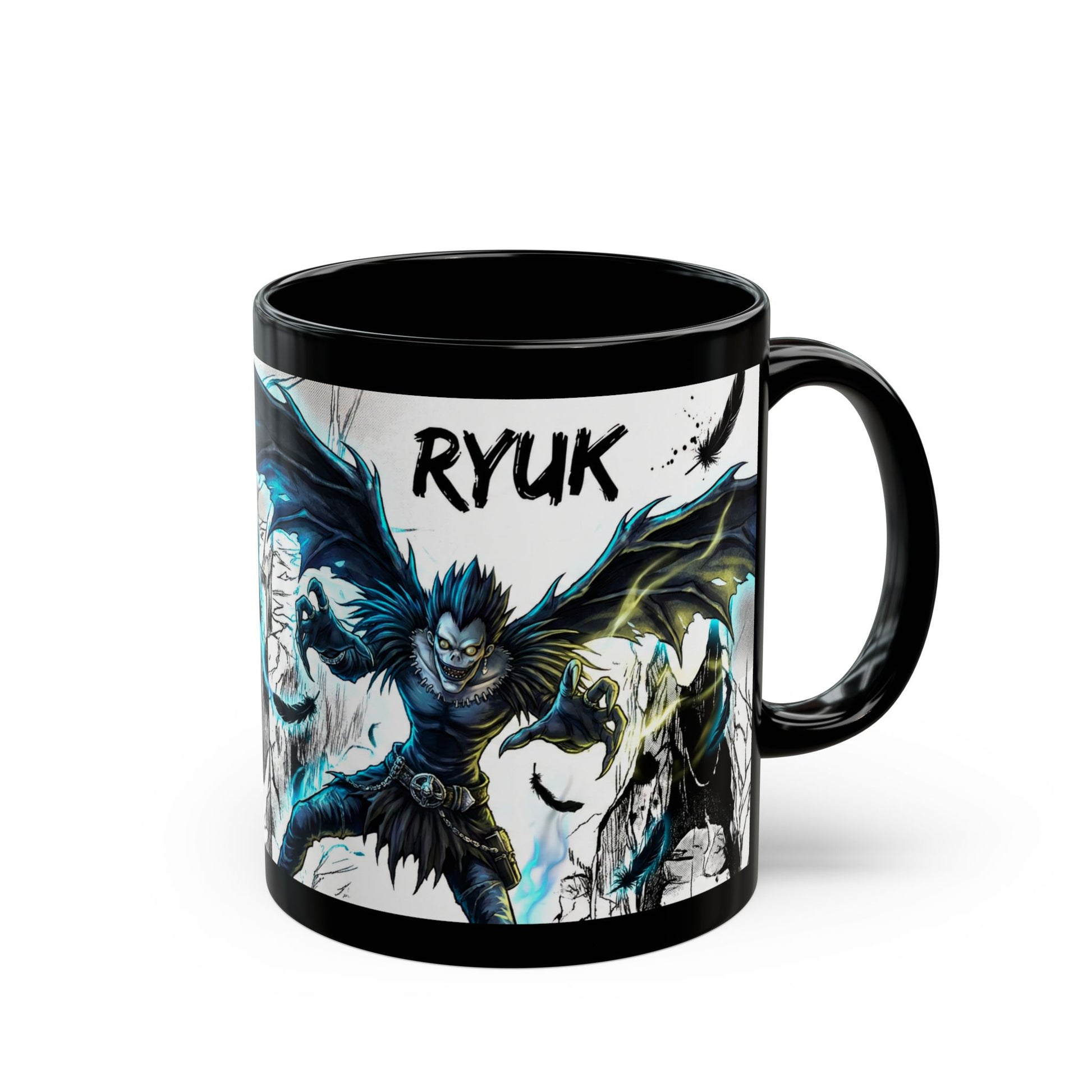 Front View of Ryuk Death Note Anime Art Black Coffee Mug
