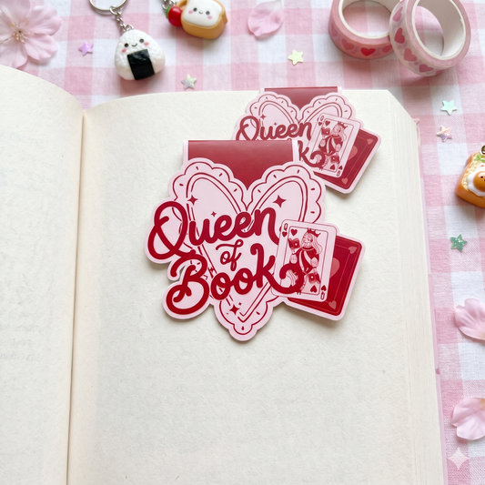 Kawaii "Queen of Books" Magnetic Bookmark