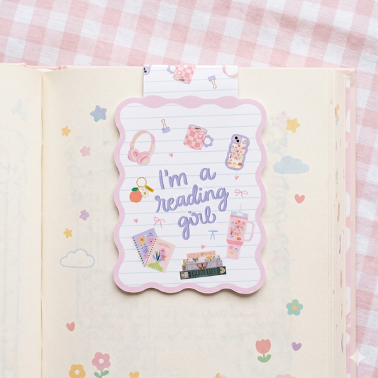 Kawaii "I'm a reading girl" Magnetic Bookmark