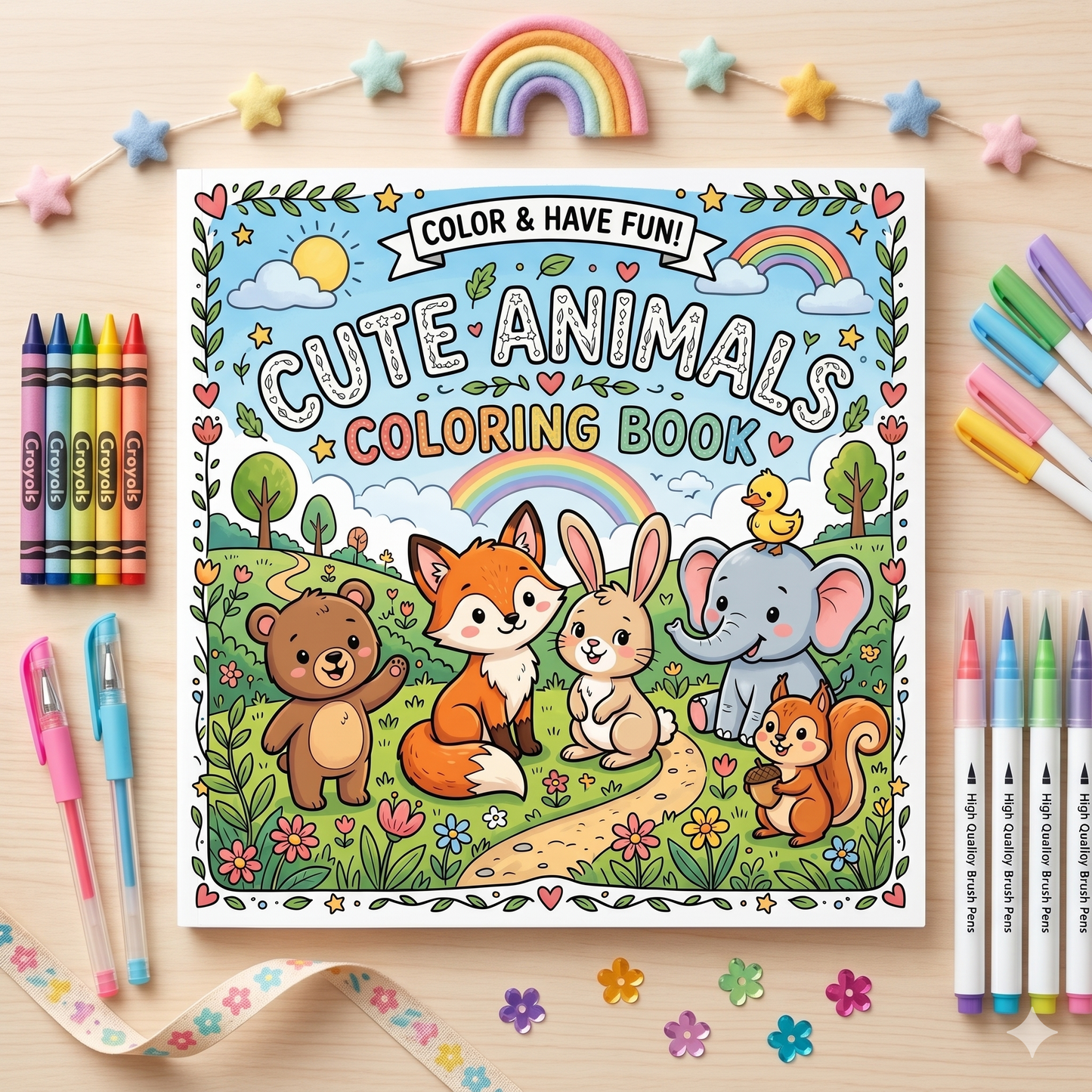 Kid's Cute Animals Coloring Book | 8x8 in