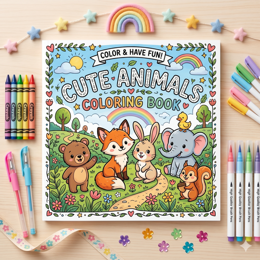 Kid's Cute Animals Coloring Book | 8x8 in