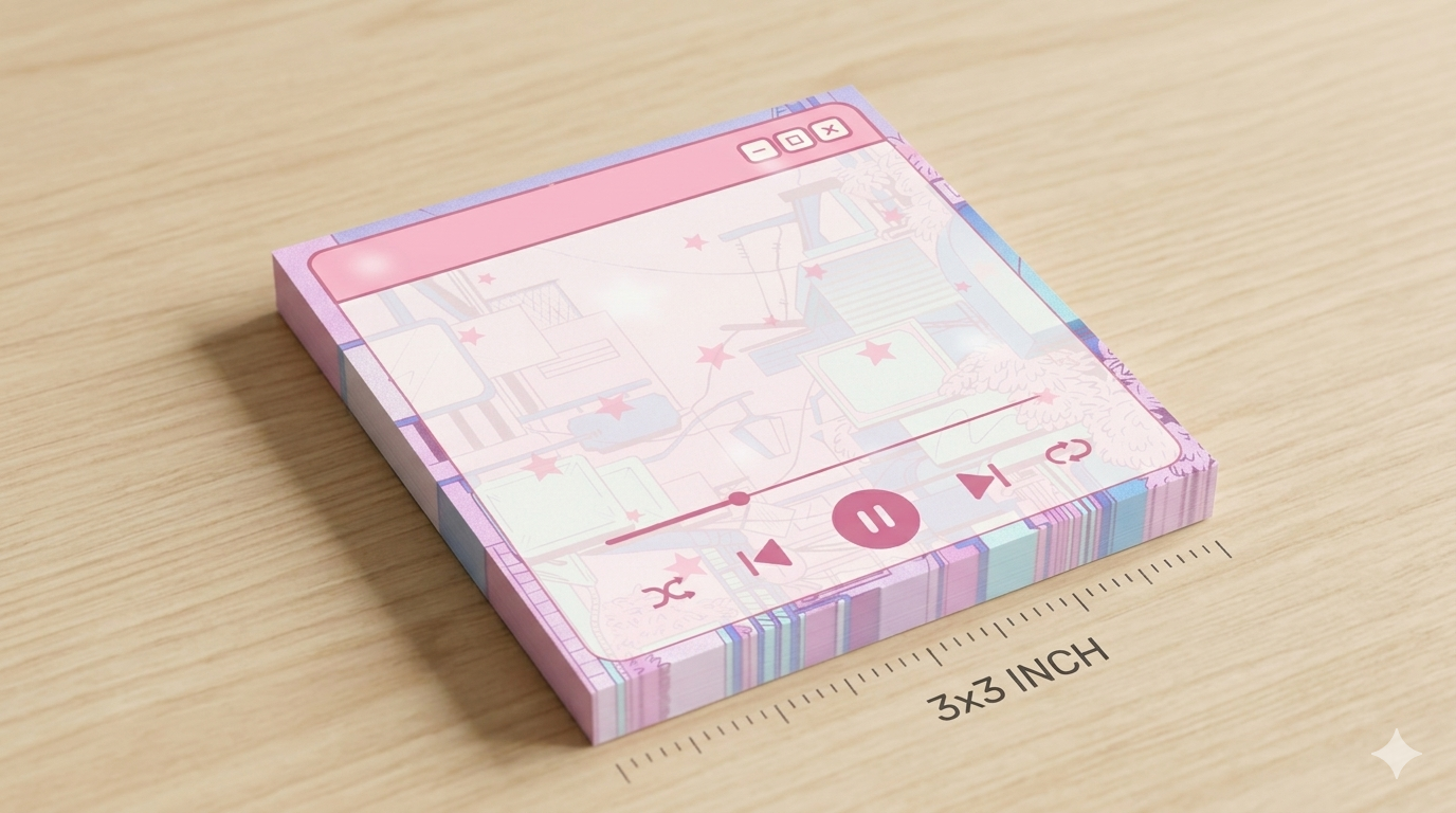 Kawaii Pink Playlist Notepad | 50 pages (3x3 in)