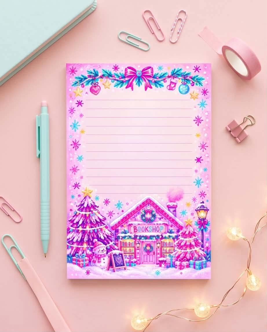 Winter Snow Bookshop Notepad