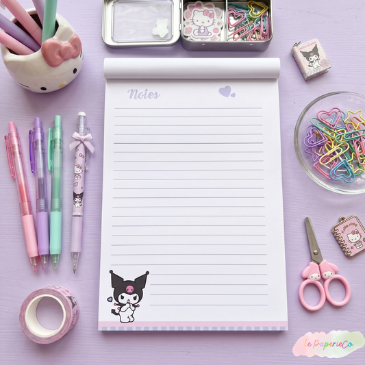 Kawaii Kuromi Notepad | Half Letter Size