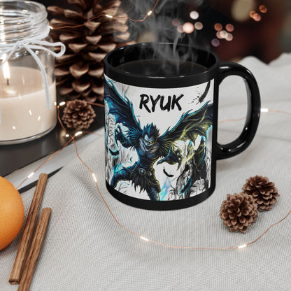 Ryuk Death Note Anime Art Black Coffee Mug - Front View