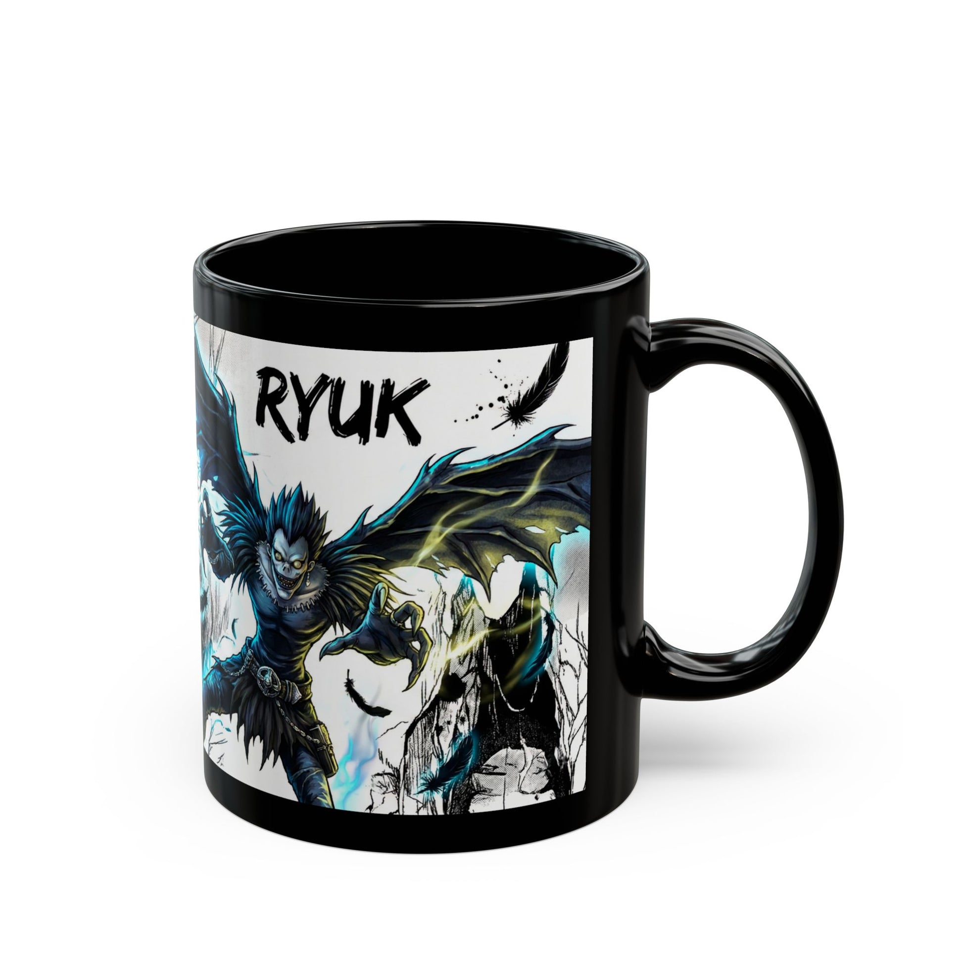 Death Note Ryuk Mug |  Anime Demon Illustration Coffee Cup | Black Anime Mug 15oz | Ryuk Shinigami Merchandise