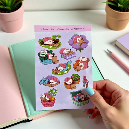 Kawaii Snail Sticker Sheet | Adorable Planner, Laptop Decals