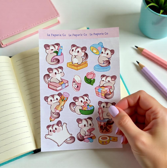 Kawaii Glider Sticker Sheet| Kawaii Laptop decal