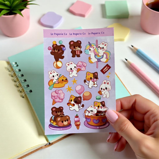 Kawaii Chibi Carnival Sticker Sheet | Carnival Laptop Decal