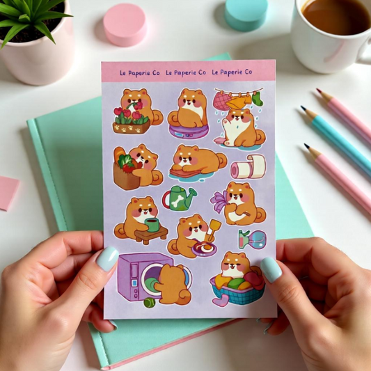 Kawaii Dog Sticker Sheet | Adorable Shiba Inu Decals