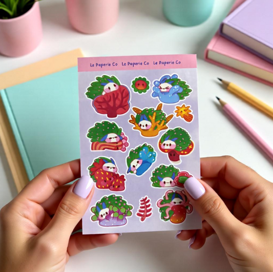 Kawaii Alien Sticker Sheet | Cosmic Planner Decals (4x6 Inch)