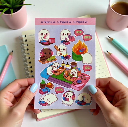 Chibi Ghost Gamer Sticker | Gamer planner/Laptop Decal