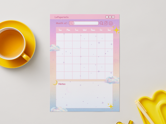 Kawaii Monthly Planner Notepad | 50 pages (4x6 in)