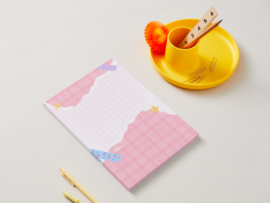 Kawaii Ripped Plaid Notepad | 50 pages (4x6 in)