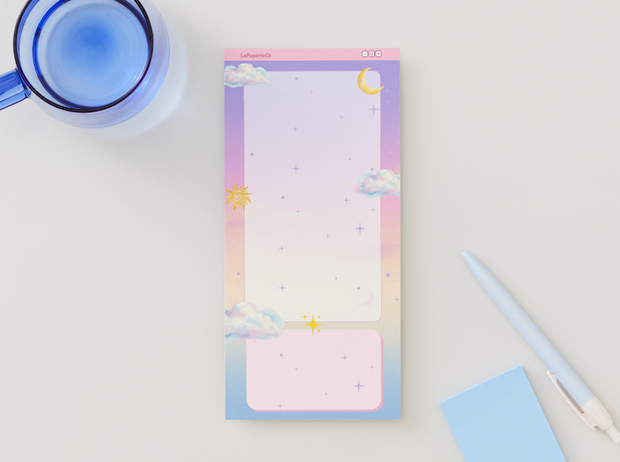 Kawaii Starry Sky Notepad | 50 pages (3.9 x 9.75 in)