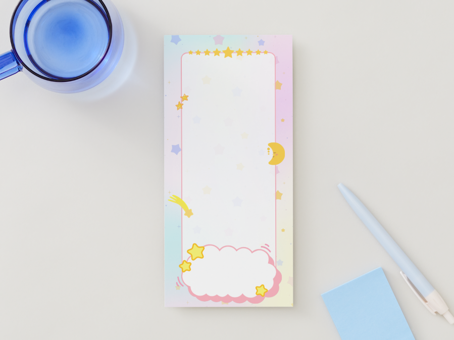 Kawaii Starry Notepad | 50 pages (3.9 x 9.75 in)
