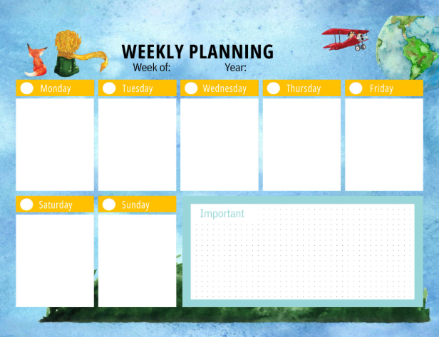 Little Prince Monthly and Weekly Planner