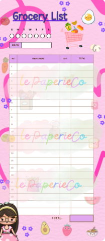 Cute Pink Grocery List Notepad (100 pages)