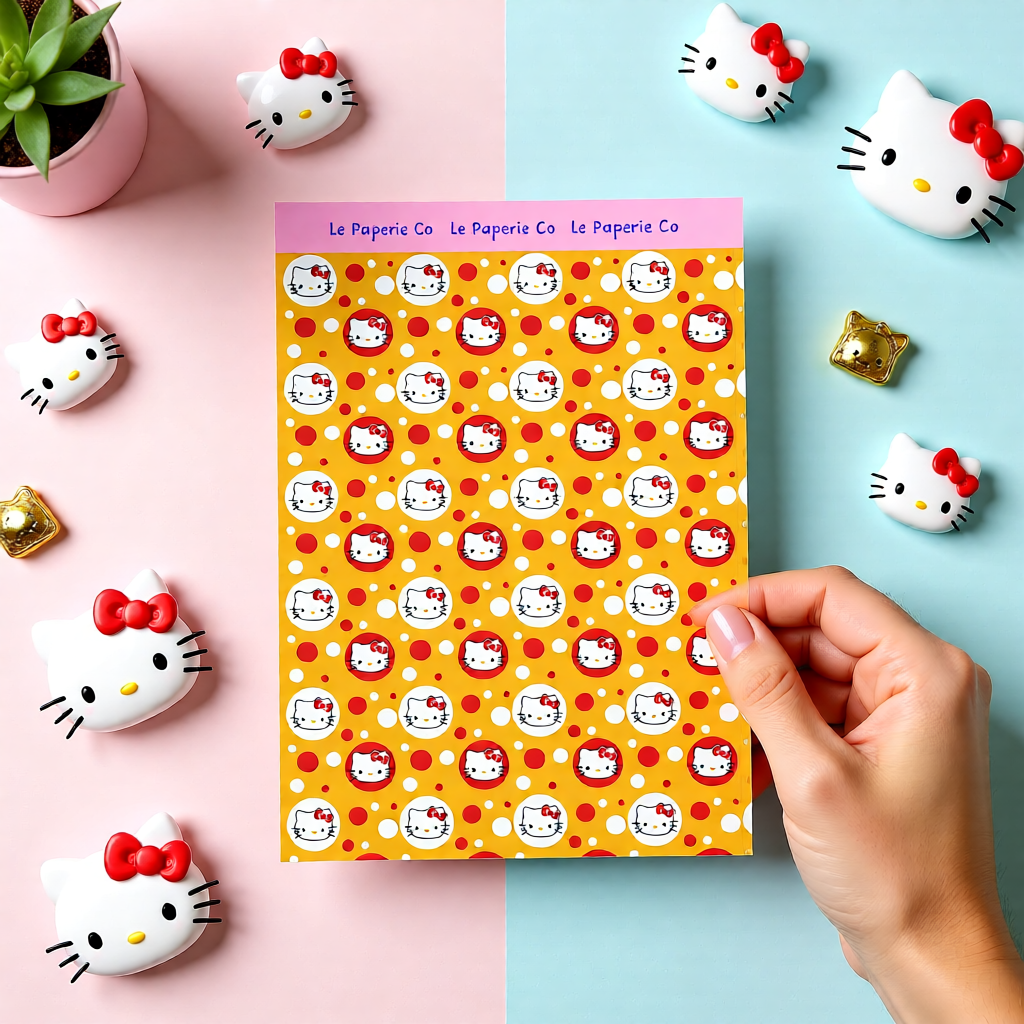 Kawaii Hello Kitty Cardstock Sticker Sheet | 5x7 inches, Stationary, Journaling